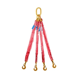 Čtyřpramenný textilní vazák, oko-4 x hák, Nosnost 10 500/7500 kg, Certifikovaný